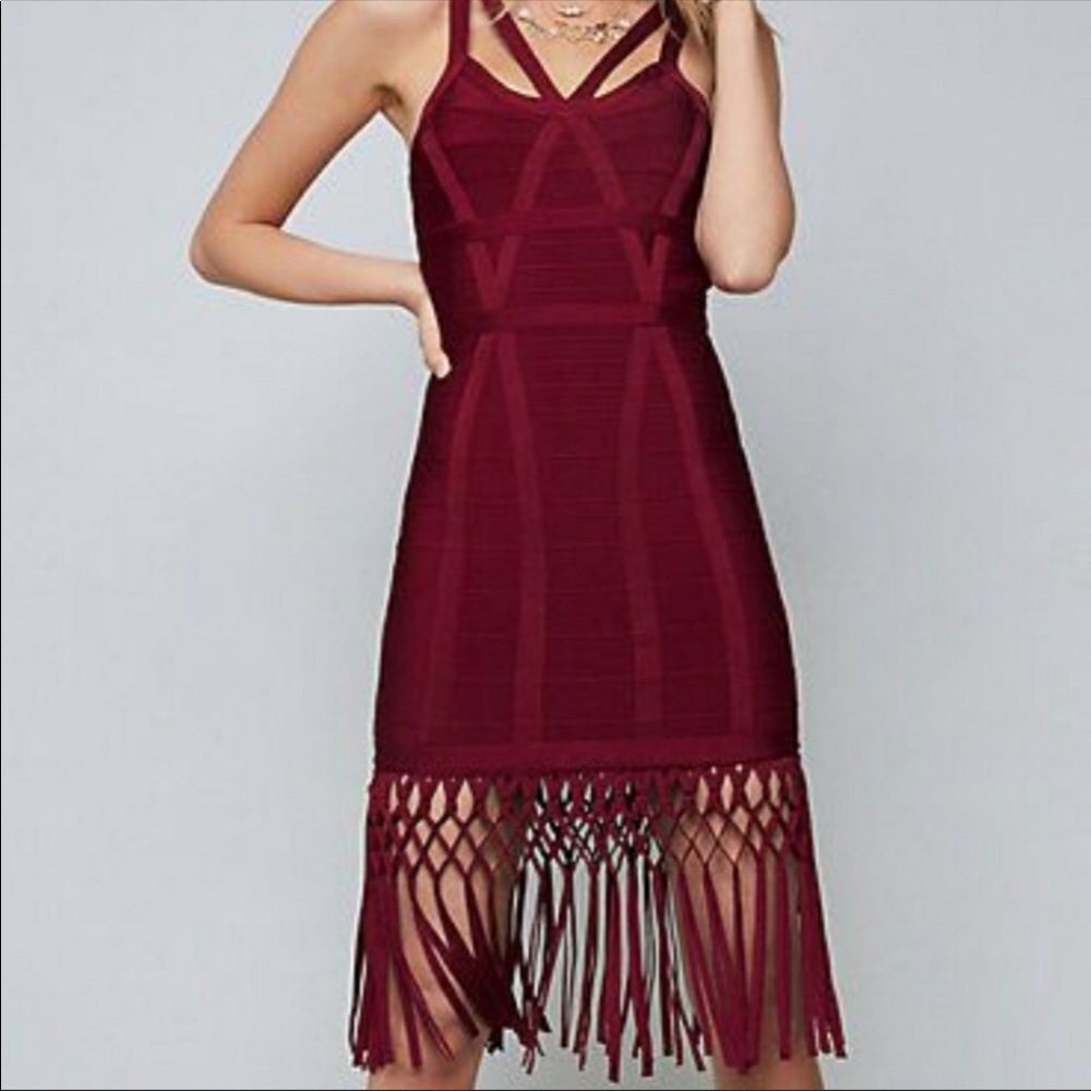 Bebe fringes bandage dress XXS